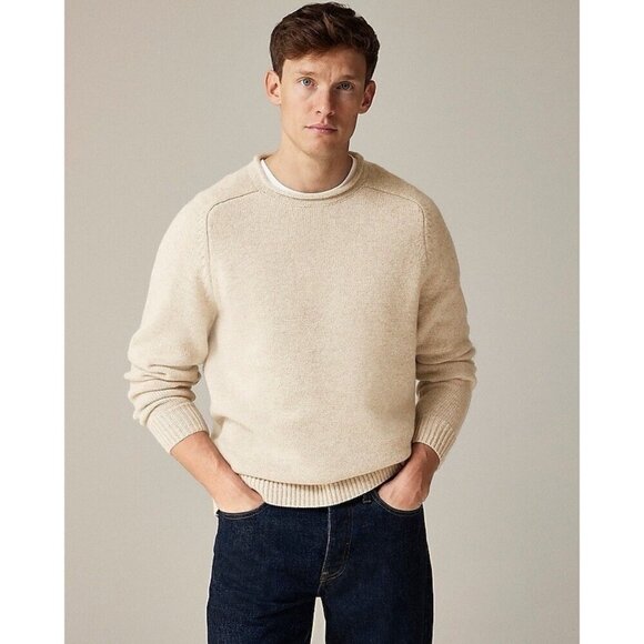 J Crew Mens Cashmere Rollneck Sweater Sz Medium Heather Birch Preppy Classic - Picture 1 of 4